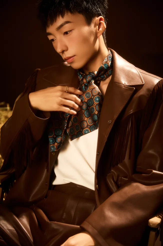 Brown leather and scarf portrait of ZGY
